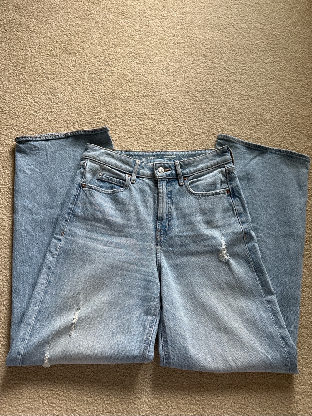 Old Navy Sky-Hi Extra High Rise Wide Leg Ripped Jeans Size 2